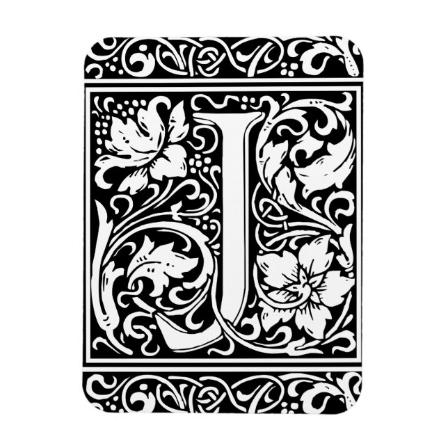 Íman Letra J Monograma Medieval Arte Nova (Vertical)