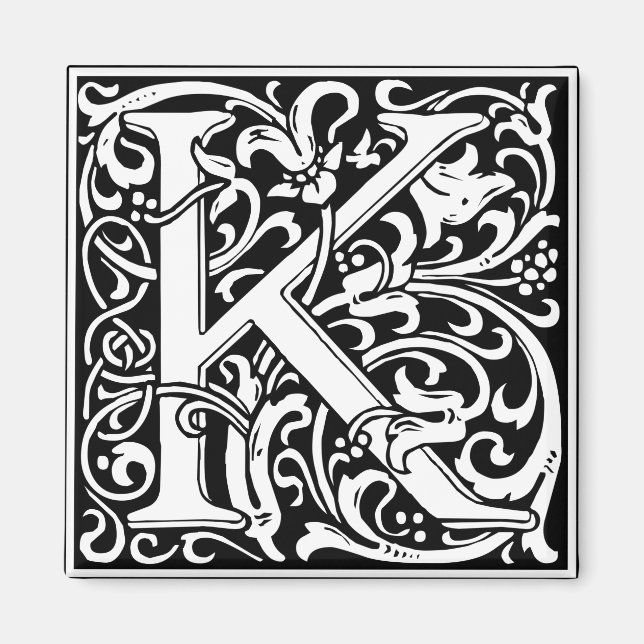 Íman Letra K Monograma Medieval Arte Nova (Frente)