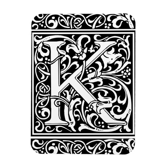 Íman Letra K Monograma Medieval Arte Nova (Vertical)