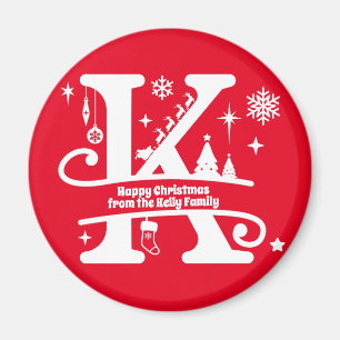 Íman Letra K Monograma Nome da Família Inicial Saudaç