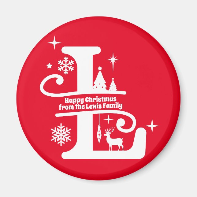 Íman Letra L Monograma Nome da Família Inicial Saudação (Frente)