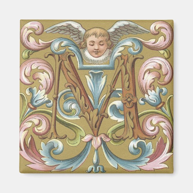 Íman Letra M com anjo - Magnet (Frente)