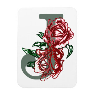 Íman Letra maiúscula J monograma floral