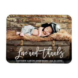 Íman Letra Moderna de Pincel Novo Bebê Amor e Agradecim