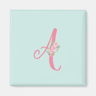 Íman Letra monográfica personalizada floral inicial