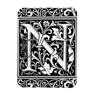 Íman Letra N Monograma Medieval Arte Nova