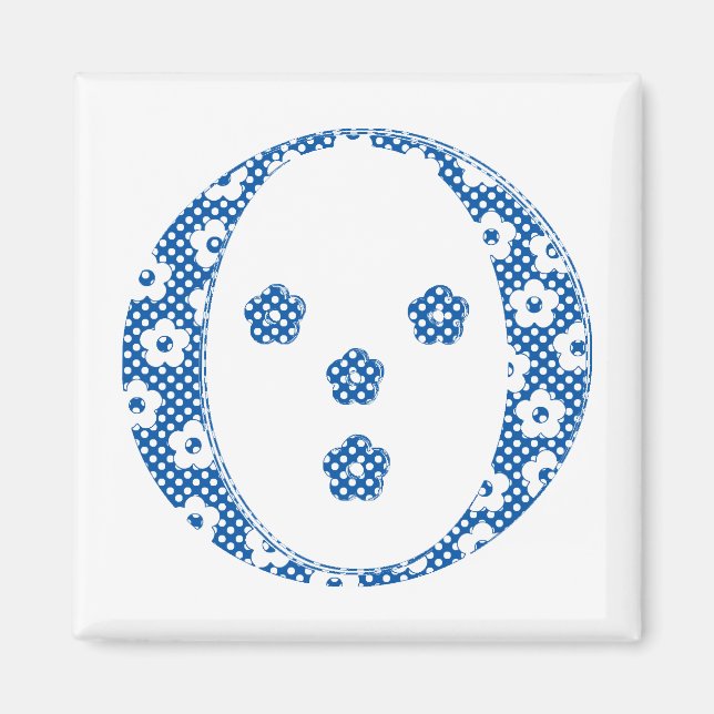 Íman Letra O (azul) do padrão da flor (Frente)