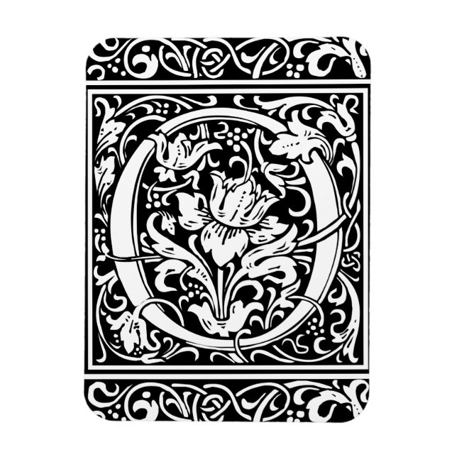 Íman Letra O Monograma Medieval Arte Nova (Vertical)