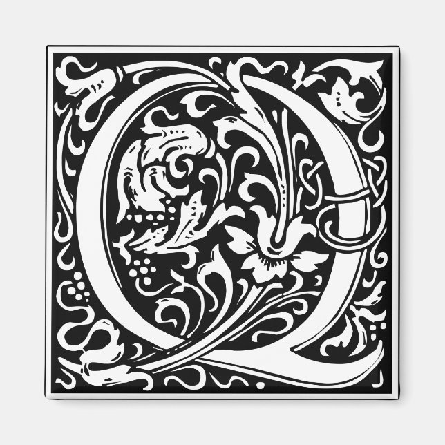 Íman Letra Q Monograma Medieval Arte Nova (Frente)