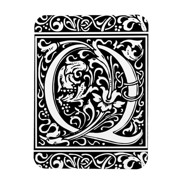 Íman Letra Q Monograma Medieval Arte Nova (Vertical)