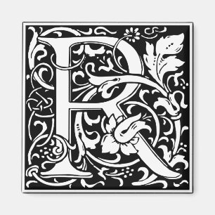Íman Letra R Monograma Medieval Arte Nova