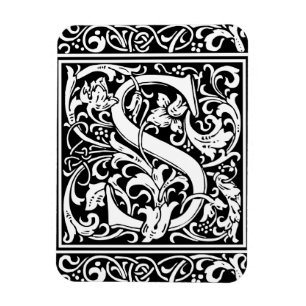 Íman Letra S Monograma Medieval Arte Nova