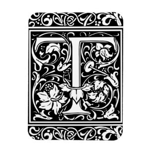 Íman Letra T Monograma Medieval Arte Nova