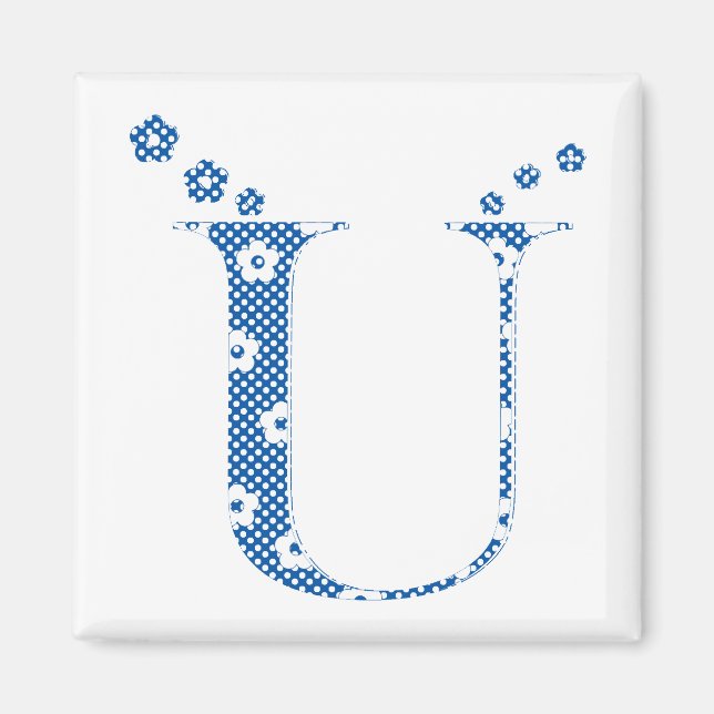 Íman Letra U (azul) do padrão da flor (Frente)
