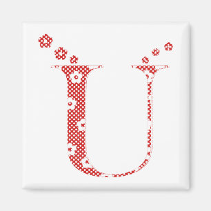 Íman Letra U (vermelha) do padrão da flor