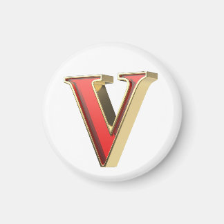 Íman Letra V de vidro vermelho