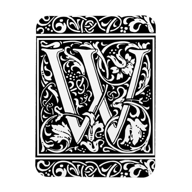 Íman Letra W Monograma Medieval Art Nouveau (Vertical)