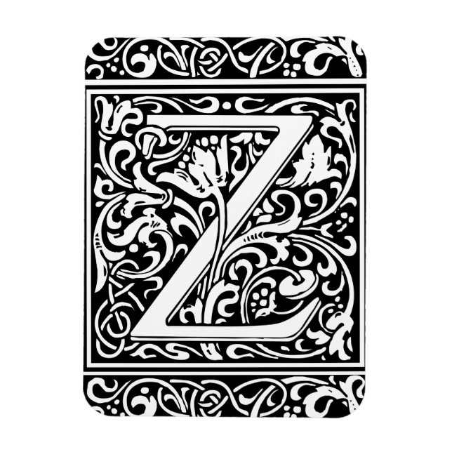 Íman Letra Z Monograma Medieval Arte Nova (Vertical)