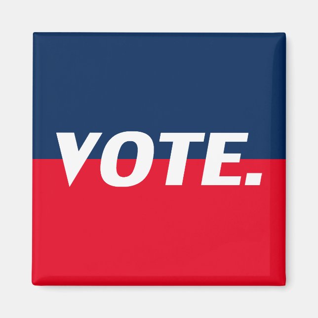 Íman Letras brancas "Vote", fundo azul vermelho (Frente)