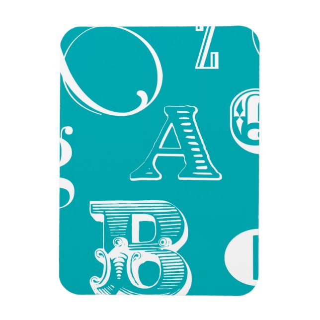 Íman Letras Decorativas em Fundo Azul (Vertical)