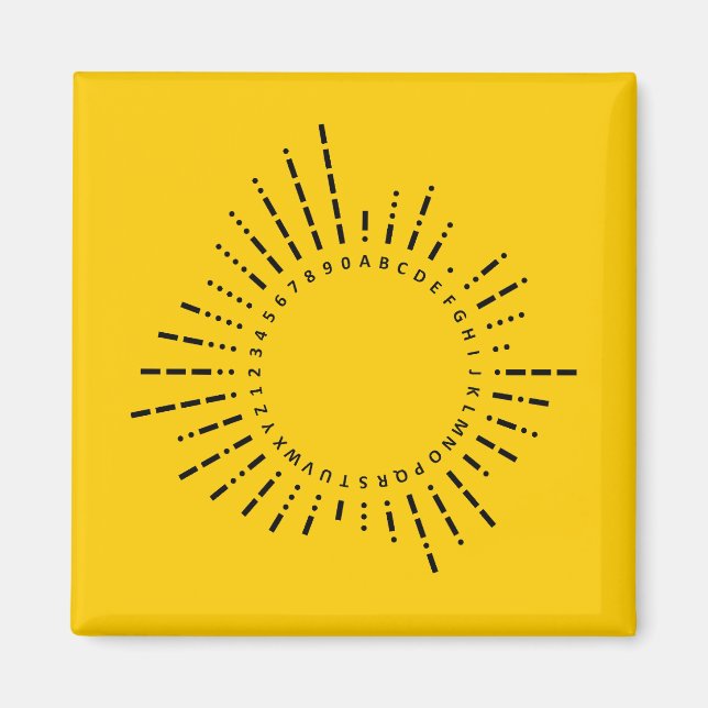 Íman Letras e Números em Código Morse – Gráfico Amarelo (Frente)