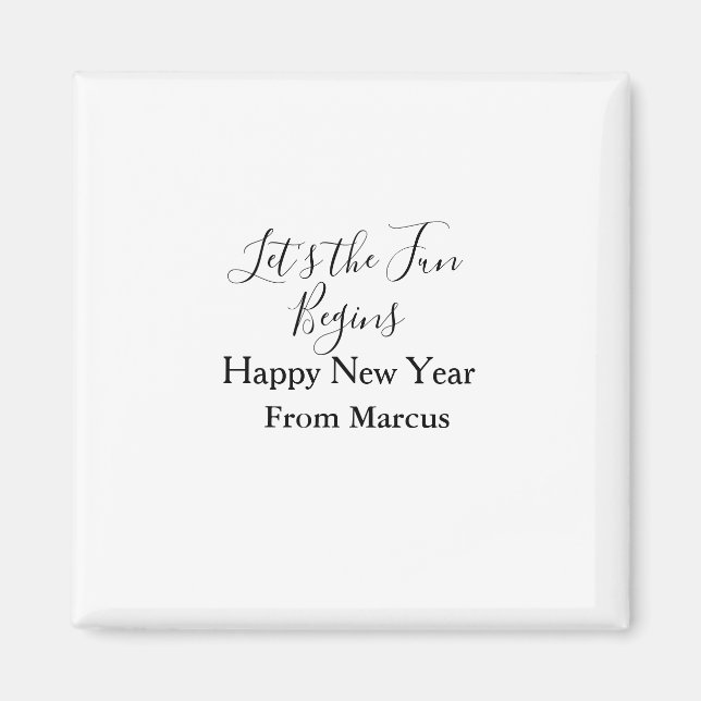 Íman lets the fun begins happy new year name year simpl (Frente)