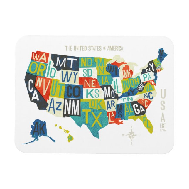 Íman Letterpress USA Map (Horizontal)