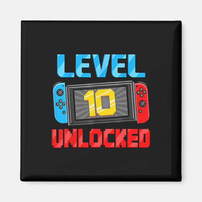 Íman Level 10 Unlocked Gamer 10th Birthday Gift Video G (Frente)