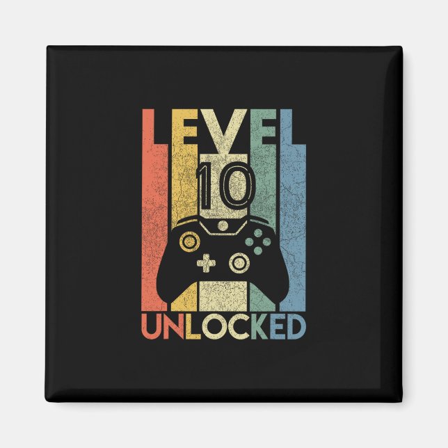 Íman Level 10 Unlocked Shirt Funny Video Gamer 10th Bir (Frente)