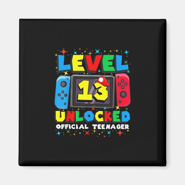 Íman Level 13 Unlocked Gamer 13th Birthday Gift Video G (Frente)