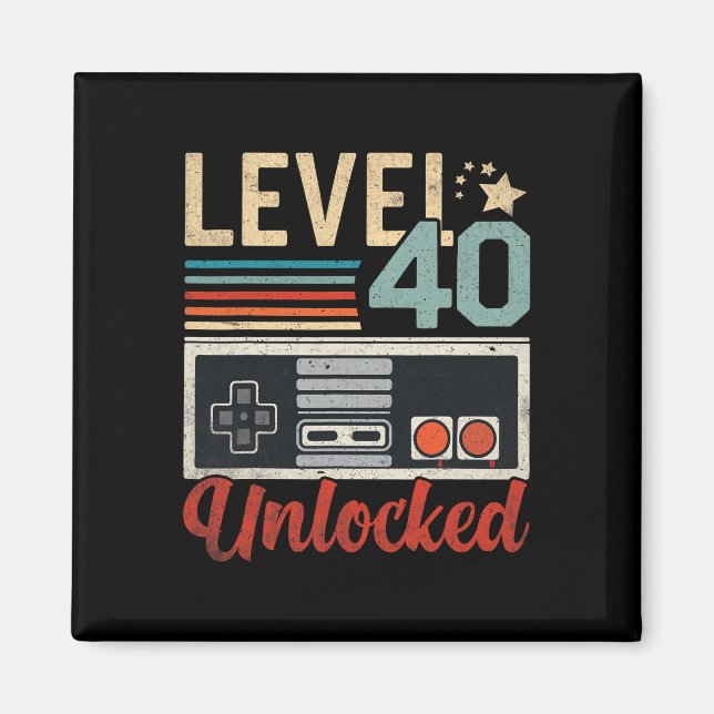 Íman Level 40 Unlocked Video Gamer Controller 40th Birt (Frente)