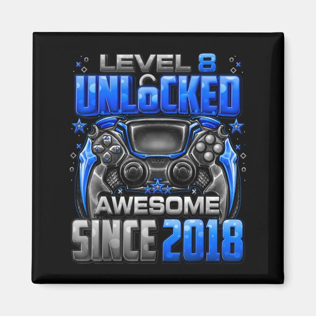 Íman Level 8 Unlocked Awesome Since 2018 8th Birthday G (Frente)