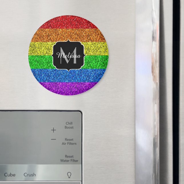 Íman LGBT indicador vibrante do arco-íris brilho Monogr (In Situ (Fridge))