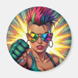 Íman LGBT Lésbica Mohawk Uppercut Pop Art