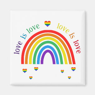 Íman LGBT Magnet - Corações com Arco-Íris O Amor é Amor