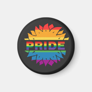 Íman LGBT+Orgulho amor. Flor arco-íris Botão Magnet Bot