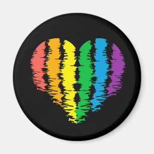 Íman LGBT+orgulho. Arco-íris do coração. Botao