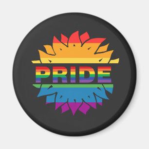 Íman LGBT+Pride Love. Botão de flor do arco-íris