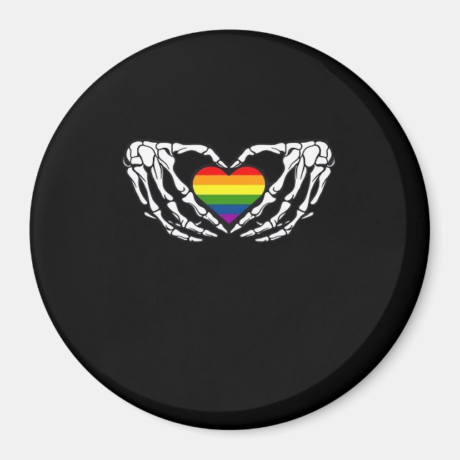 Íman Lgbt Pride Skeleton Halloween Gótico Heart Classic (Frente)