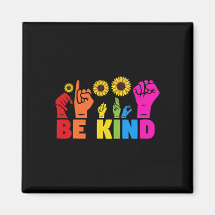 Íman LGBT Rainbow Pride Mont ASL Be Kind Hand Sinal L