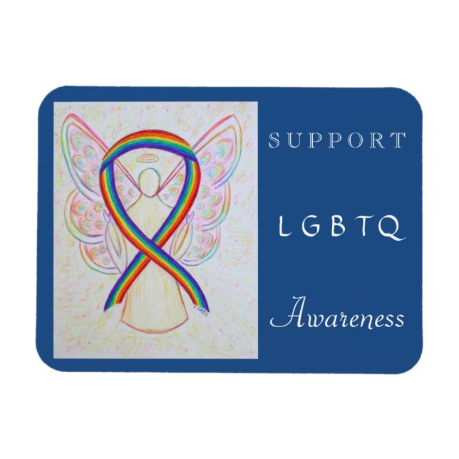 Íman LGBTQ Arco-Íris Sensibilização Fita Anjo Magneta (Horizontal)