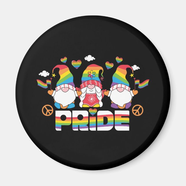 Íman LGBTQ - Orgulho - Gnomo do Jardim - Cor Arco-íris (Frente)
