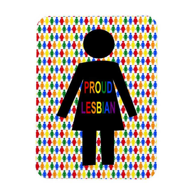 Íman LGBTQ Silhouette Lésbica e Damas Arco-Íris (Vertical)