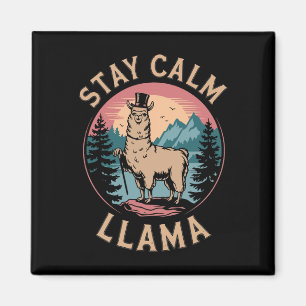 Íman Lhama Fique Calmo Alpaca Engraçado Na Montanha Cam