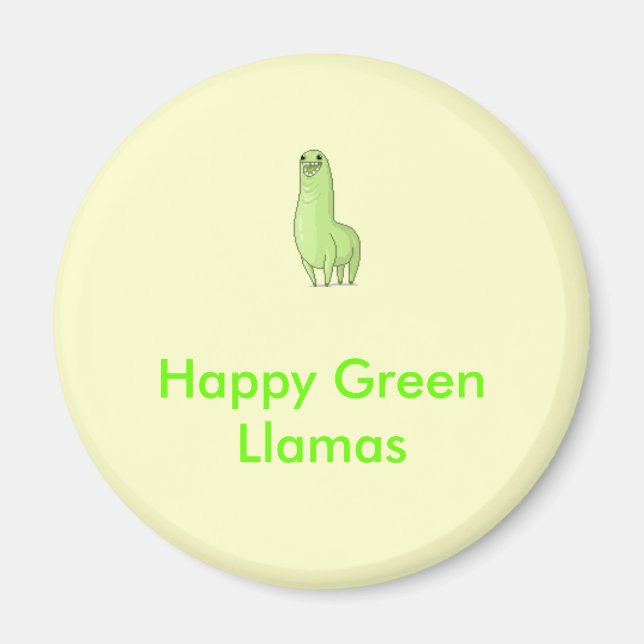Íman lhamllhamas verdes felizes Magnet (Frente)
