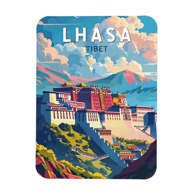 Íman Lhasa Tibet Viagem Art Vintage (Vertical)