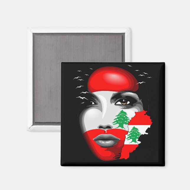 Íman Líbano Flag e Map no rosto da menina (Front/Back)