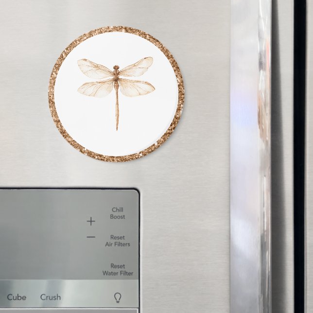 Íman Libélula Branca Brilho Falso Dourado   (In Situ (Fridge))