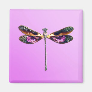 Íman Libélula - prata, ouro, roxo e preto