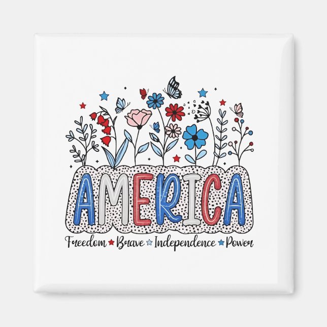 Íman Liberdade Americana Independência Corajosa Poder 4 (Frente)